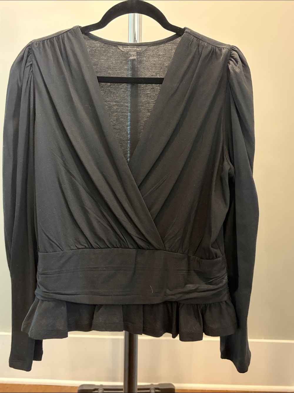 Banana Republic Black Wrap Peplum Blouse